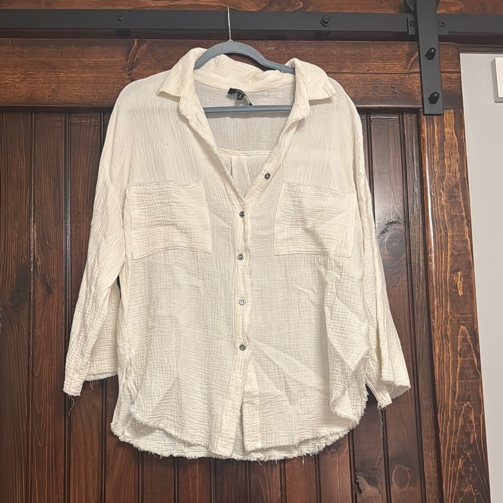 Aakaa Cream Button Down Shirt